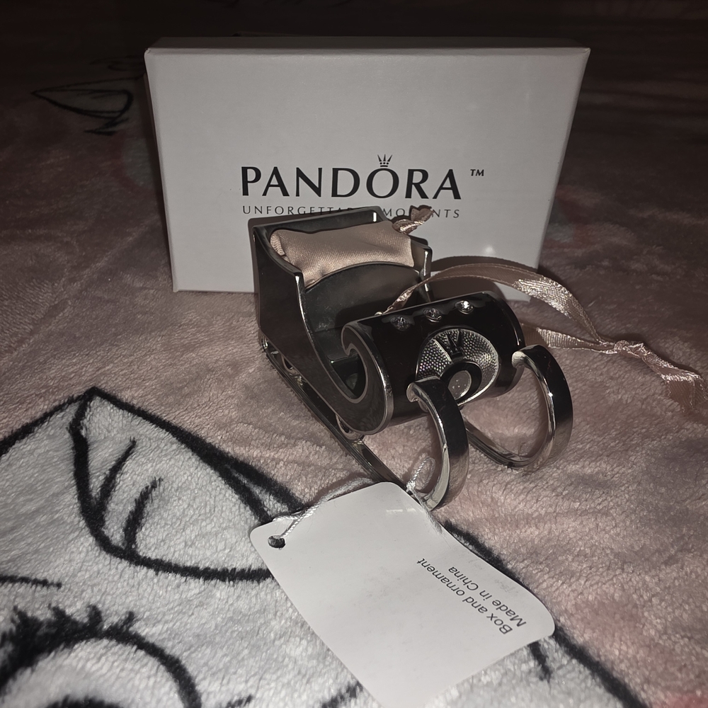 Pandora Silver and Pink Sleigh Ornament